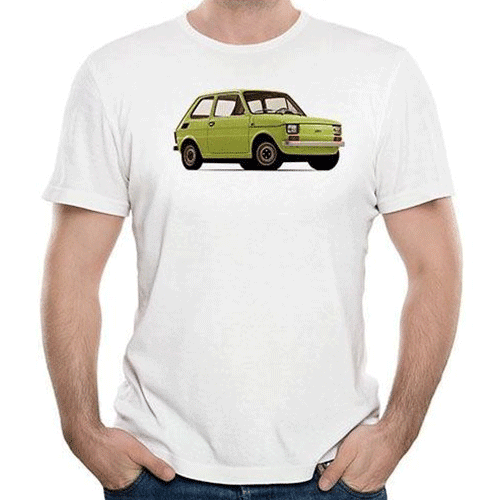 Originální retro tričko s potiskem - auto polský fiat Maluch