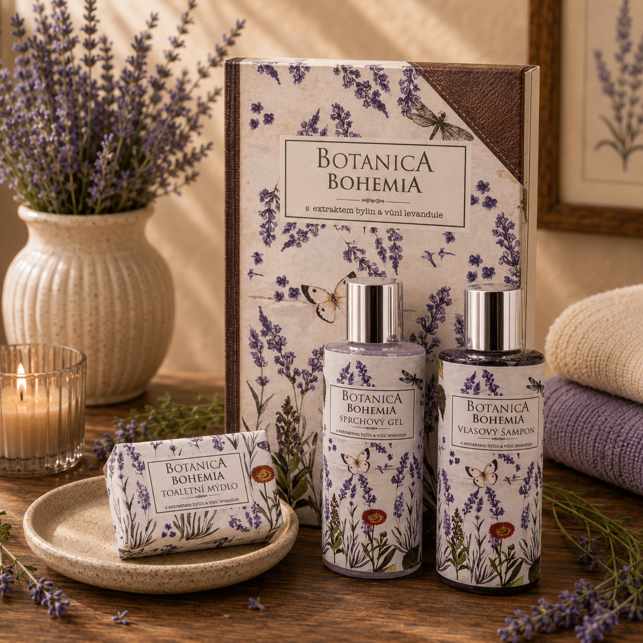 b35afc3f-c00b-4f49-8ba6-6949700c561c Botanica kosmetická sada - sprchový gel 200 ml, šampon 200 ml a mýdlo 100 g - levandule - Obrázek 1