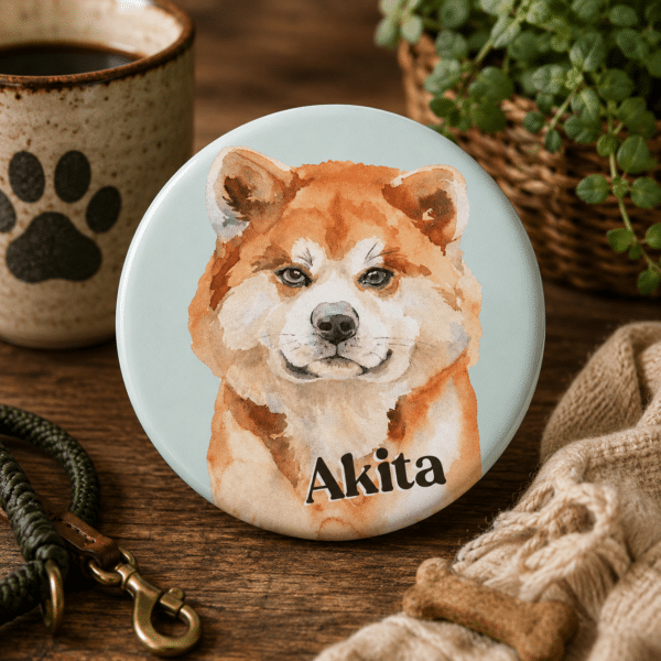 Button (placka) se špendlíkem 44 mm - Akita