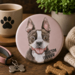 Button (placka) se špendlíkem 44 mm - Boston Terrier