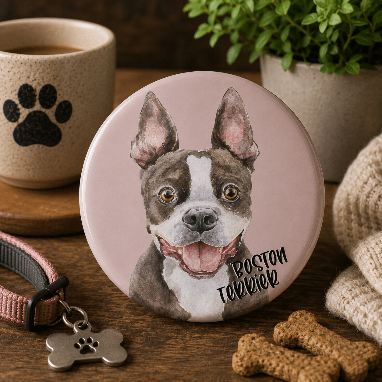 77c883ae-8afd-4878-8c8e-829c2b22eac3 Button (placka) se špendlíkem 44 mm - Boston Terrier - Obrázek 1