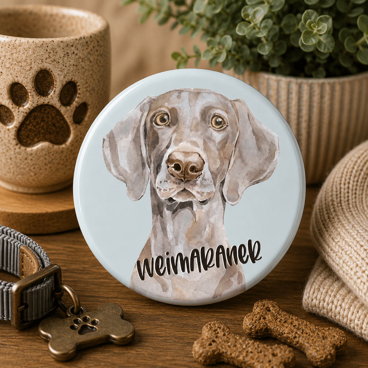 ec1b058c-4325-49c6-a619-94c2736c78b8 Button (placka) se špendlíkem 44 mm - Weimaraner - Obrázek 1