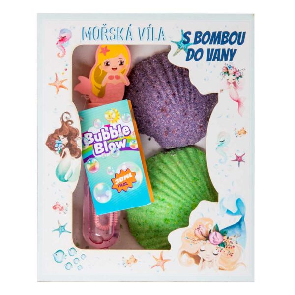 Kosmetický balíček pro děti s bublifukem a bombou do vany - malá víla