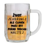 Skleněný půllitr s nápisem