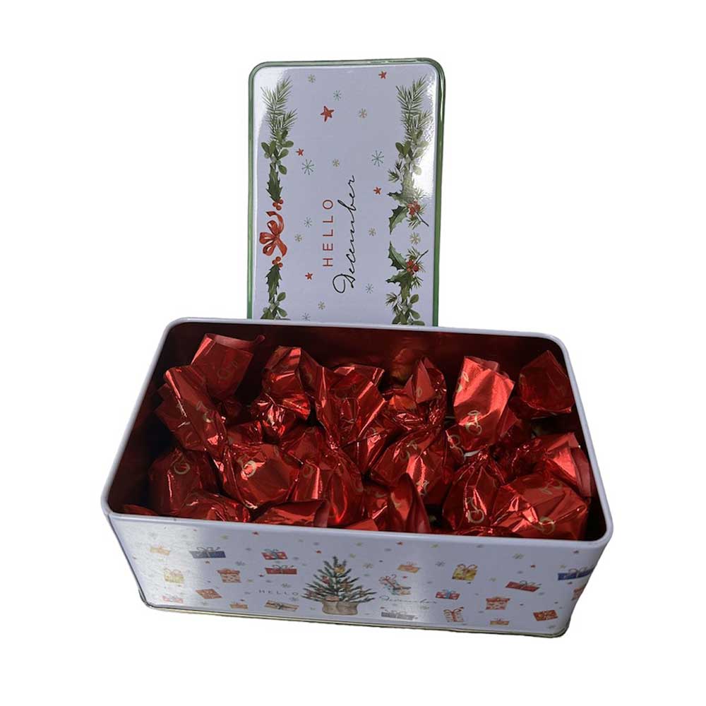 Vánoční cherry pralinky 250 g v plechové krabičce