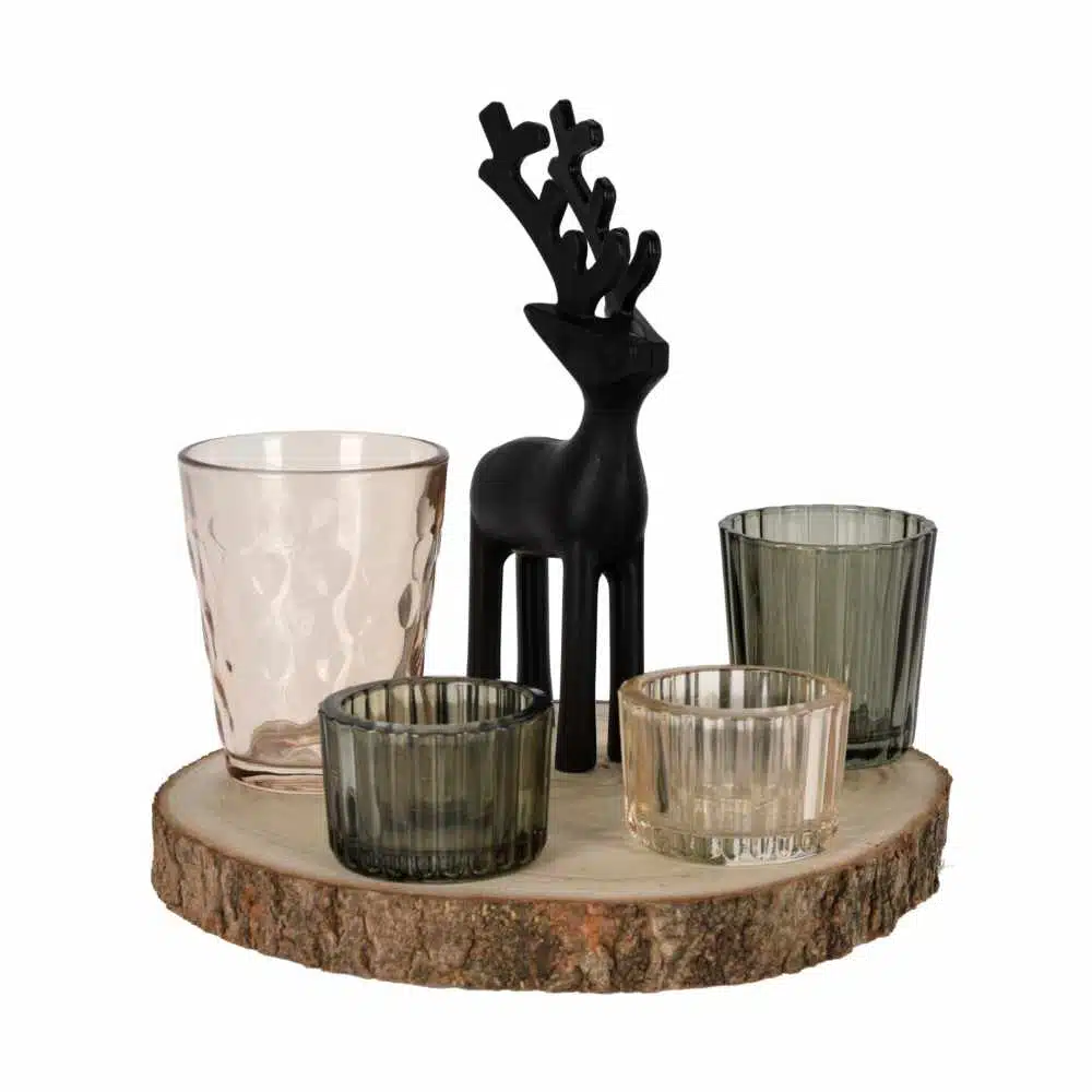 Dekorativní set na čajové svíčky s jelenem