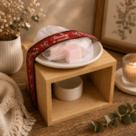 Aroma lampa 11 x 9,5 cm a vonný vosk ve tvaru stromečku - šťastné a veselé