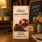 Dárková mléčná čokoláda 100 g - pro paní učitelku (květina)