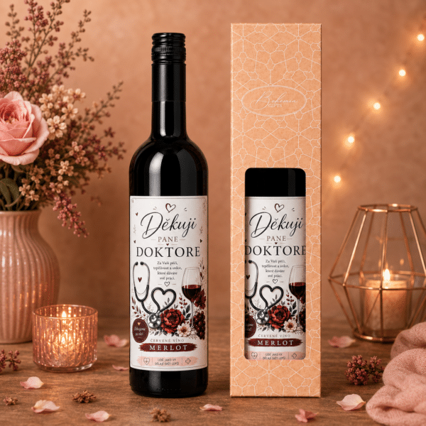 Dárkové červené víno Merlot pro pana doktora