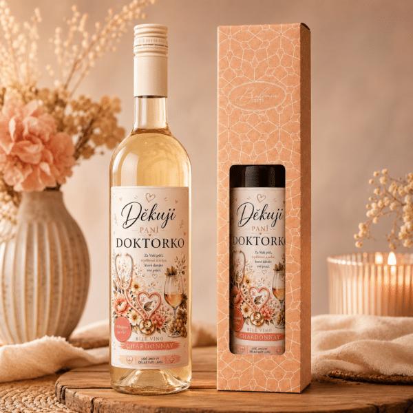 Dárkové bílé víno Chardonnay pro paní doktorku