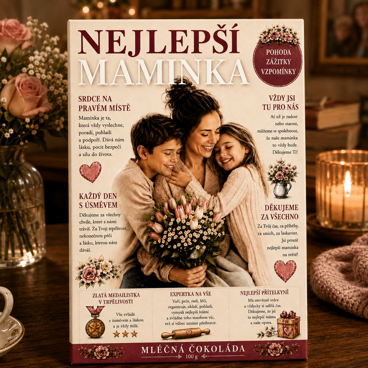 BC260273 Dárková mléčná čokoláda 100 g 21x13,5 cm - Nejlepší maminka - Obrázek 1