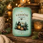 Vánoční tuhé mýdlo 80 g v plechovce - lucerna (zelená)