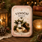 Vánoční tuhé mýdlo 80 g v plechovce - mýdlo (starorůžová)