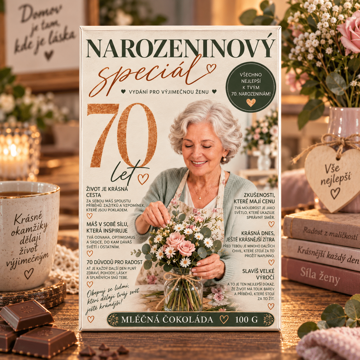 BC260269 Dárková mléčná čokoláda 100 g 21x13,5 cm - narozeninový speciál 70 - Obrázek 1