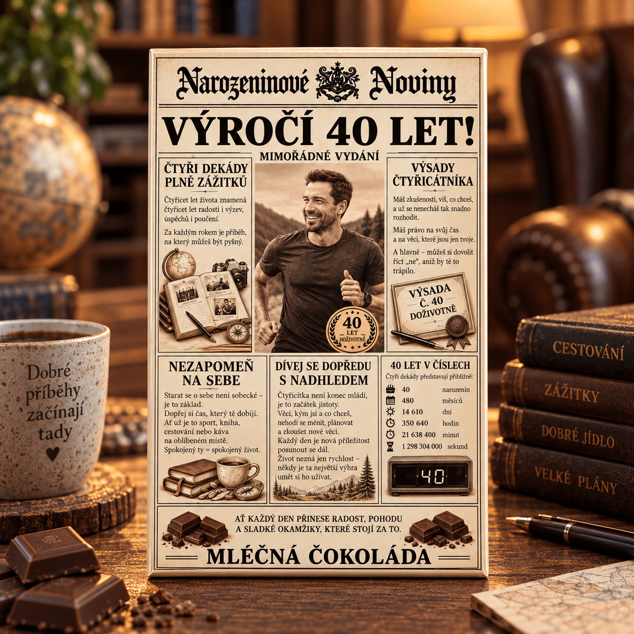BC260277 Dárková mléčná čokoláda 100 g 21x13,5 cm - Výročí 40let - Obrázek 1